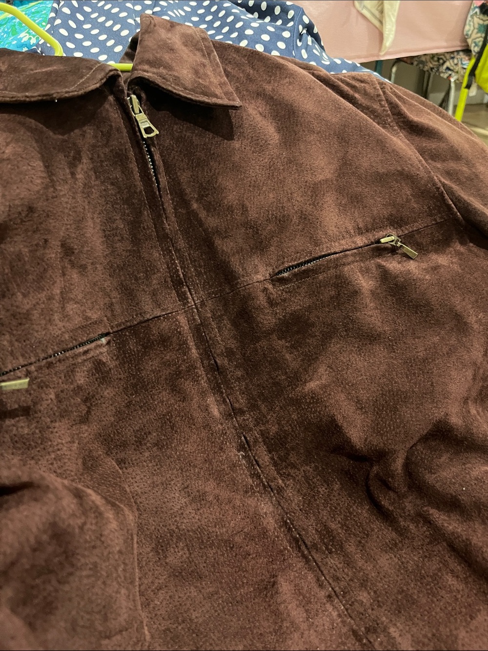 New York & Company Women's SzM Dark Brown Suede Zip Jacket, Lined - Picture 15 of 16